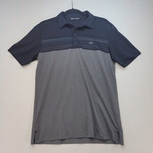 Travis Mathew Polo Shirt Mens Small Blue Gray Colorblock Performance Golf 1MS200